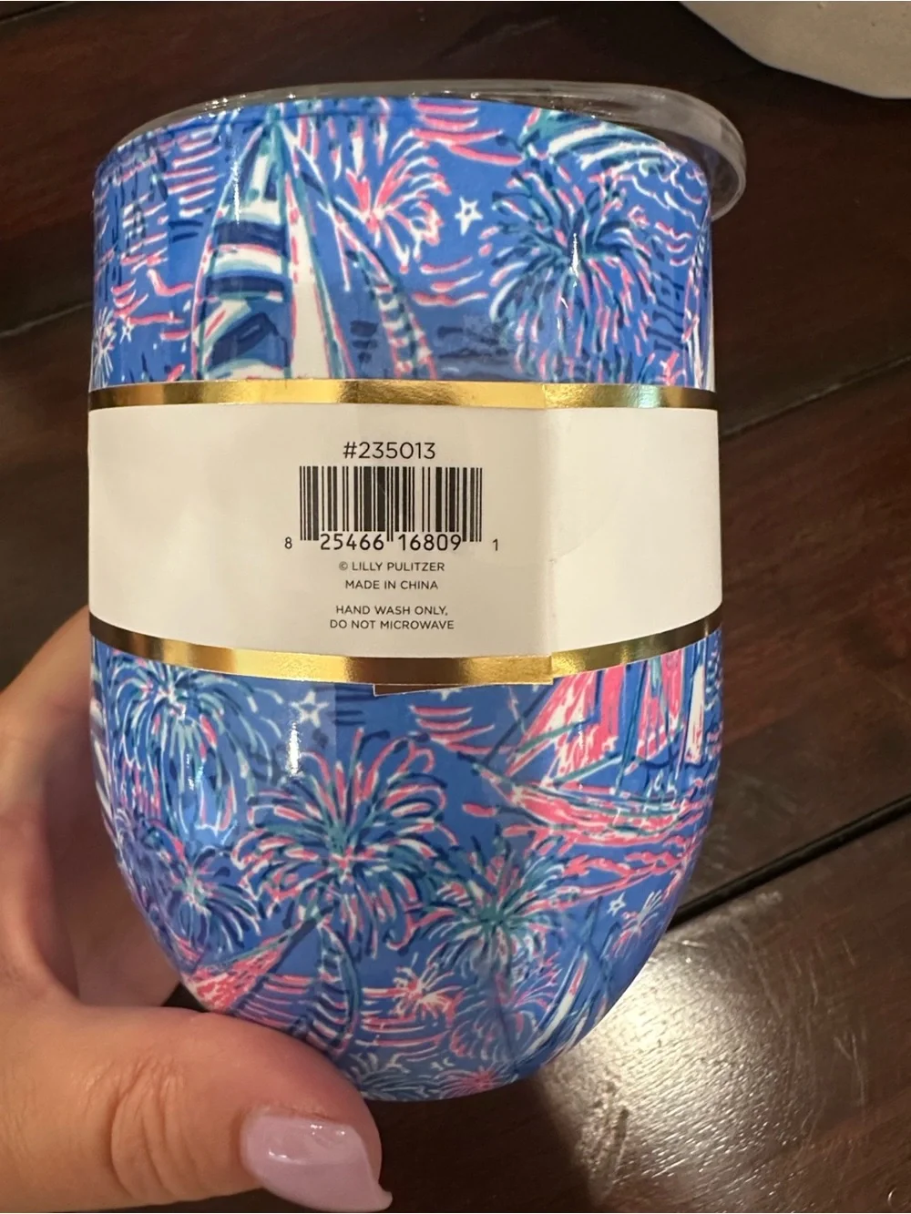Lilly Pulitzer Blue and Pink Fireworks Stemless Tumbler SET OF 2